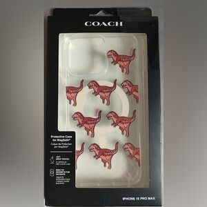 Coach Rexy Glitter Dinosaur iPhone 15 Pro Max Protective MagSafe Clear Case